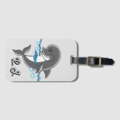 Étiquette À Bagage Dauphin Monogramme Dans L'Eau (Devant Horizontal)