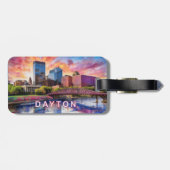 Étiquette À Bagage Dayton Skyline Abstrait Art (Dos horizontal)