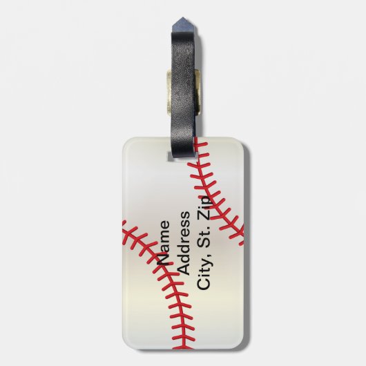 Étiquette À Bagage ⚾ de baseball Bleu bébé (Dos Vertical)