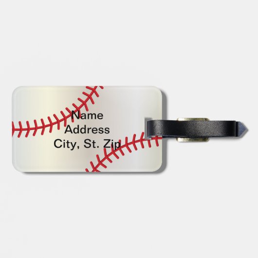 Étiquette À Bagage ⚾ de baseball Bleu bébé (Dos horizontal)