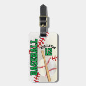 Étiquette À Bagage ⚾ de baseball Sport Vert (Devant Vertical)
