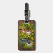 Étiquette À Bagage De beaux chevaux dans le champ de tournesols (Devant Vertical)