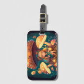 Étiquette À Bagage De beaux elfes mignons jouent sous les champignons (Devant Vertical)