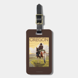 Étiquette À Bagage De cowboy affiche de Vintage voyage à cheval