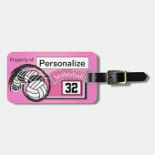 Étiquette À Bagage 🏐 de volley-ball rose (Devant horizontal)
