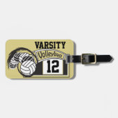 Étiquette À Bagage 🏐 de volley-ball sport noir et or (Devant horizontal)