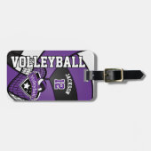Étiquette À Bagage 🏐 de volley-ball sport - violet, blanc, noir (Devant horizontal)