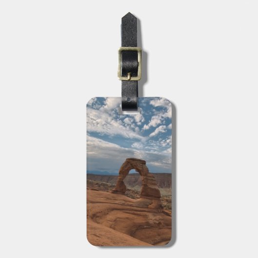 Étiquette À Bagage Début de matinée à Delicate Arch (Devant Vertical)