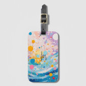 Étiquette À Bagage Déchets de points colorés (Devant Vertical)