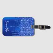 Étiquette À Bagage Déchets Royal Blue Parties scintillant Nom du glam (Devant Horizontal)