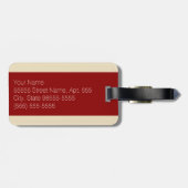 Étiquette À Bagage Décontracté Chic Beige et Rouge Simple Grunge avec (Dos horizontal)