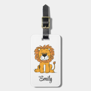 Étiquette À Bagage Décor de lion en caricature mignonne