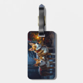 Étiquette À Bagage Décor de Noël Basenji Snowy Sleigh (Dos Vertical)