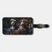 Étiquette À Bagage Décor de Noël Bernedoodle Snowy Sleigh (Dos horizontal)