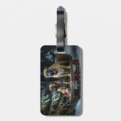 Étiquette À Bagage Décor de Noël Bullmastiff Snowy Sleigh (Dos Vertical)