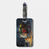 Étiquette À Bagage Décor de Noël Corgi Snowy Sleigh (Dos Vertical)