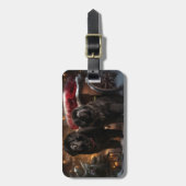 Étiquette À Bagage Décor de Noël de Terre-Neuve Snowy Sleigh (Devant Vertical)