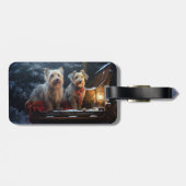Étiquette À Bagage Décor de Noël de Terrier australien Snowy Sleigh (Dos horizontal)