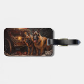 Étiquette À Bagage Décor de Noël du berger belge Snowy Sleigh (Dos horizontal)