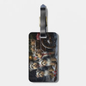 Étiquette À Bagage Décor de Noël du Biewer Terrier Snowy Sleigh (Dos Vertical)