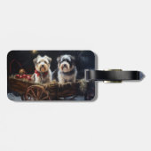 Étiquette À Bagage Décor de Noël du Biewer Terrier Snowy Sleigh (Dos horizontal)