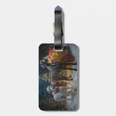 Étiquette À Bagage Décor de Noël du grand Dane Snowy Sleigh (Dos Vertical)