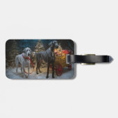 Étiquette À Bagage Décor de Noël du grand Dane Snowy Sleigh (Dos horizontal)