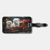 Étiquette À Bagage Décor de Noël maltais Snowy Sleigh (Dos horizontal)