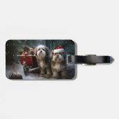 Étiquette À Bagage Décor de Noël Malti tzu Snowy Sleigh (Dos horizontal)
