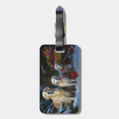 Étiquette À Bagage Décor de Noël pour retrieur d'or (Dos Vertical)