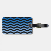 Étiquette À Bagage Decor de stripes bleues (Dos horizontal)