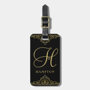 Étiquette À Bagage Décoré d'un monogramme chic de manuscrit élégant