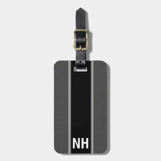 Étiquette À Bagage Décoré d'un monogramme personnalisé chic gris (Devant Vertical)