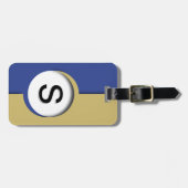 Étiquette À Bagage Découpe de monogramme d'or bleu (Devant horizontal)