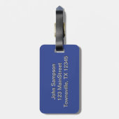 Étiquette À Bagage Découpe de monogramme d'or bleu (Dos Vertical)