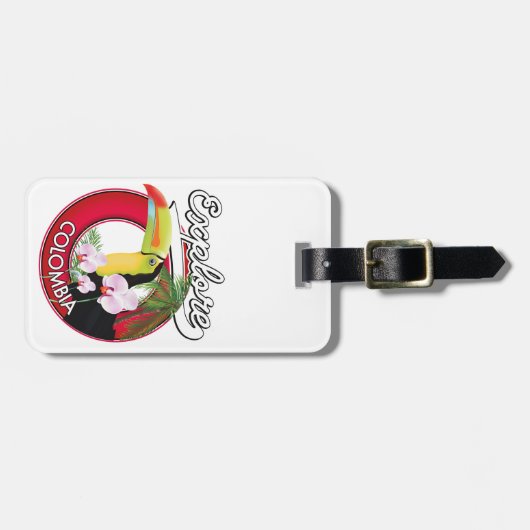 Étiquette À Bagage Découvrez le logo rétro Colombie (Devant horizontal)