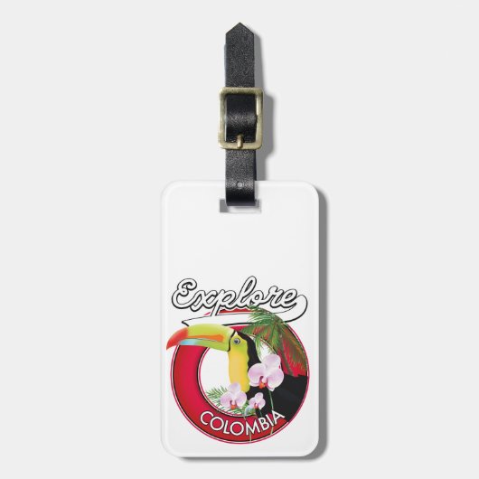 Étiquette À Bagage Découvrez le logo rétro Colombie (Devant Vertical)