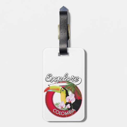 Étiquette À Bagage Découvrez le logo rétro Colombie (Dos Vertical)
