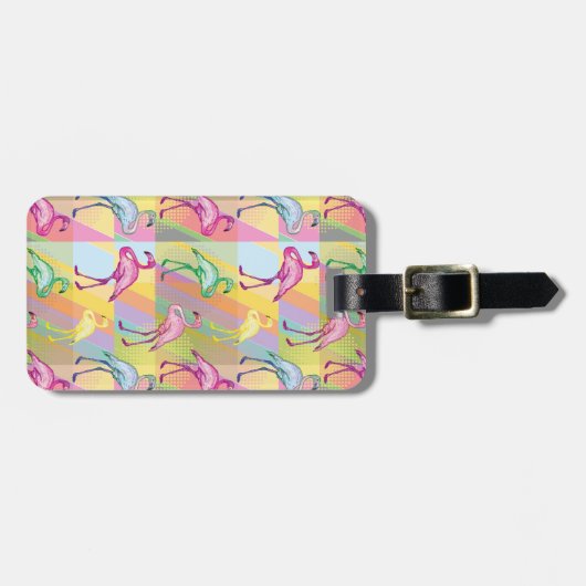 Étiquette À Bagage Défilé de Flamant rose (Devant horizontal)