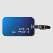 Étiquette À Bagage Dégradé bleu foncé moderne et texte modifiable min (Devant Horizontal)