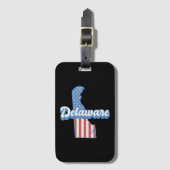 Étiquette À Bagage Delaware USA Map Drapeau américain (Devant Vertical)