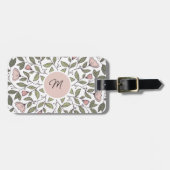 Étiquette À Bagage Delicate Floral Custom Monogram (Devant horizontal)