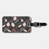 Étiquette À Bagage Délicates oeillets roses avec fleurs Feuilles vert (Devant horizontal)