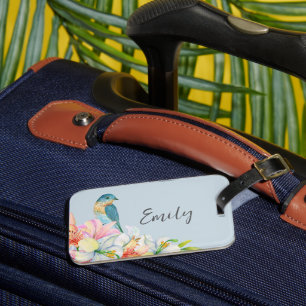 Étiquette À Bagage Demoiselle d'honneur florale bleue aquarelle orien