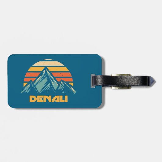 Étiquette À Bagage Denali Alaska Rétro Turquoise (Dos horizontal)