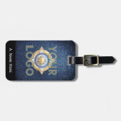 Étiquette À Bagage Denim Blue Parties scintillant Business Custom Log (Devant horizontal)