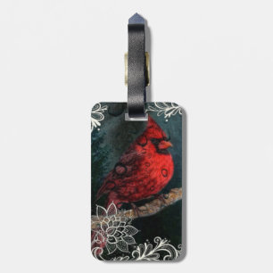 Étiquette À Bagage Dentelle blanche Primitive Noël Cardinal Rouge