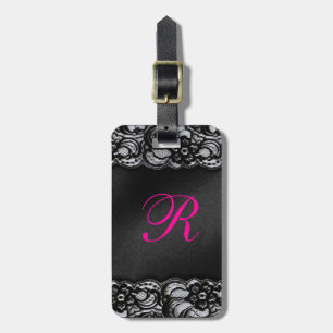 Étiquette À Bagage Dentelle et satin noirs