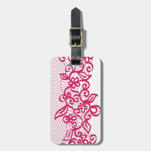 Étiquette À Bagage Dentelle rouge (Devant Vertical)