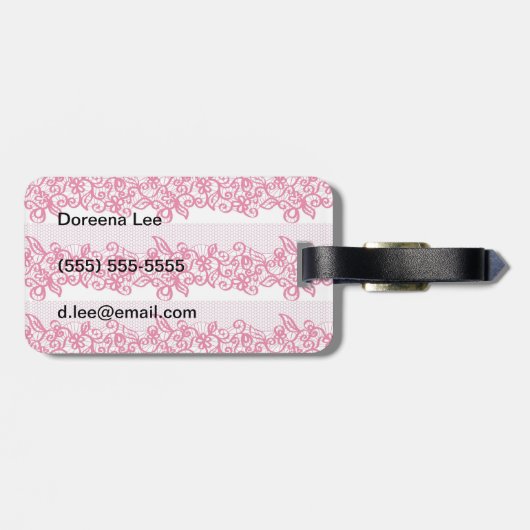 Étiquette À Bagage Dentelle rouge (Dos horizontal)